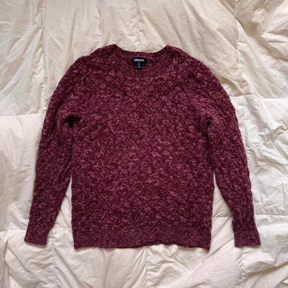 Lands End Burgundy pink chunky cableknit sweater Drifter cotton size XL pullover - Picture 1 of 7